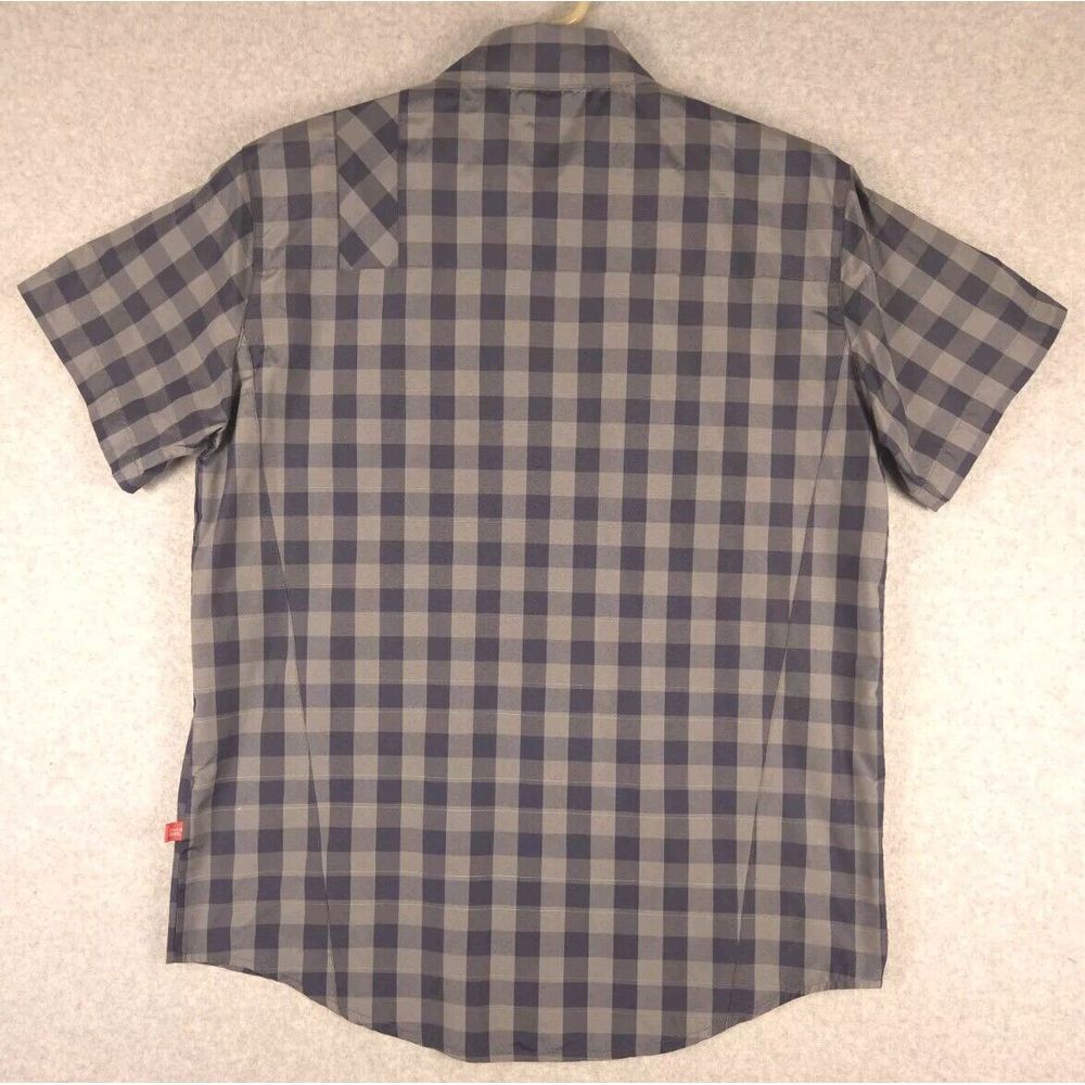 Bontrager Mens Button Up Short Sleeve Shirt Large Gray Black Plaid‎ - Picture 7 of 7